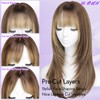 Eawwii Wig with Bangs for Women Brown Blonde Highlight Straight