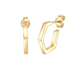 Elli Ohrringe Damen Hexagon Creolen im Geo Minimal Look in 925 Sterling Silber vergoldet