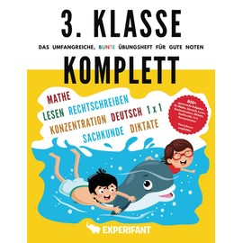 3. Klasse Komplett - Das umfangreiche, bunte Übungsheft für gute Noten: 800+ spannende Aufgaben für Mathe, Deutsch, Lesen, Rechtschreibung, Diktate, ... (3. Klasse Übungshefte für gute Noten)