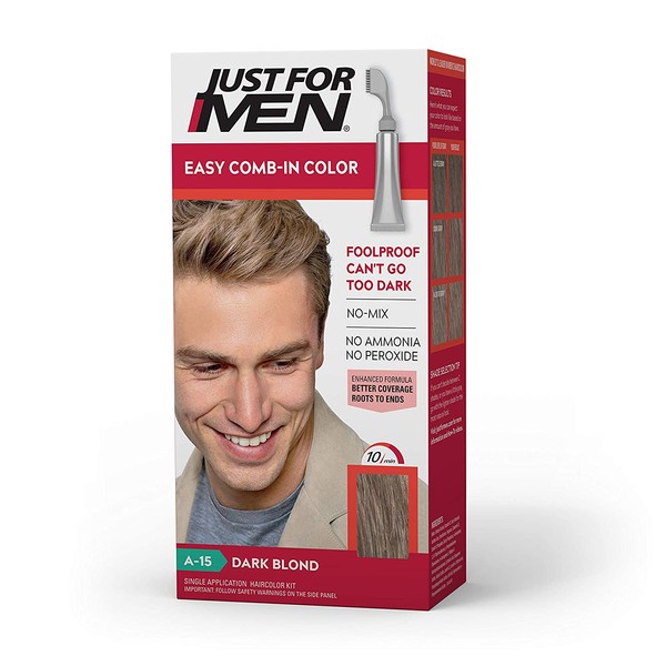 Just For Men Easy Comb-In Color (Formerly Autostop), Gray Hair Coloring for Men with Comb Applicator - Dark Blond, A-15 (Packaging May Vary)