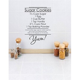 Vinyl Wall Quote Decals for Home - Sugar Cookies Recipe Stylish Wall Sticker for Easy Home Decoration - Size: 12 in x 18 in