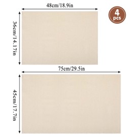 Bootoow Linen Cloth, Pack of 4 Baker's Linen Cloths, Baker's Linens, Doughcloth, Bread Baking Accessories, Baker's Linen Cloth Bread Baking Dough Cloth (2 Pieces 48 x 36 cm, 2 Pieces 75 x 45 cm)