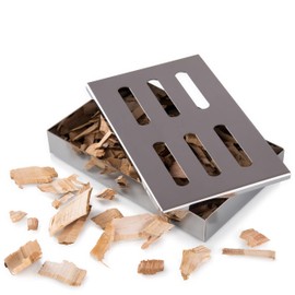 Blumtal smoker, smoker box made of stainless steel, gas barbecue accessories or charcoal barbecue, 20 x 13 x 3.5 cm, silver