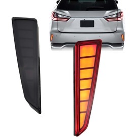 GEEGEETOP Full Lens LED Rear Reflector Bumper Fog Light Assembly kit for Lexus RX350 RX450H 2016 2017 2018 2019,Sequential Turn Signal Light & Brake Light & Daytime Running Light,2 PCS (SMOKED STYLE)