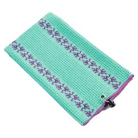 Frogger Golf Trax de Goma de Microfibra Toalla con Bolsa Latch-it, Verde, Aqua, (Aqua Green/Amaranth), 20" x 24"