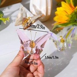 Movdyka Crystal and Metal Pink Flying Butterfly Gifts for Women on Birthday Christmas, Collectible Animals Figurine Ornament for Home Decor Paperweight Statue