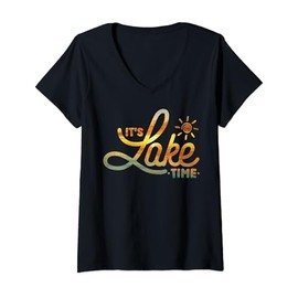 Womens It's Lake Time Summer Lake Life Camper Men Women Kids V-Neck T-Shirt