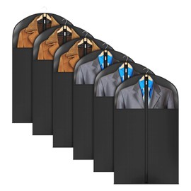 Univivi Garment Bag Suit Bag for Hanging Clothes, 40" Lightweight Full Zipper Washable Suit Cover with Large Visible Window for Suit Coat, Jacket, Sweaters (Set of 6), Black