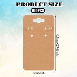 100pack Kraft Paper Earring Cards for Selling Jewelry, 2"X 3.6" Earring Display Cards Hanging Earring for Selling Hanging Earring Necklace Studs Jewelry DIY Ear Crafts Earrings Retail Boutique Display