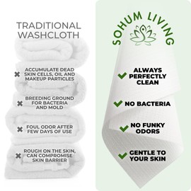 Sohum Living Sohum Living Clean Towels for Face XL, Disposable Ultrasoft Clean Skin Towels for all skin types, Makeup Remover and Facial Cleansing Wipes, Gentle on skin, 50Ct (2 Pack)