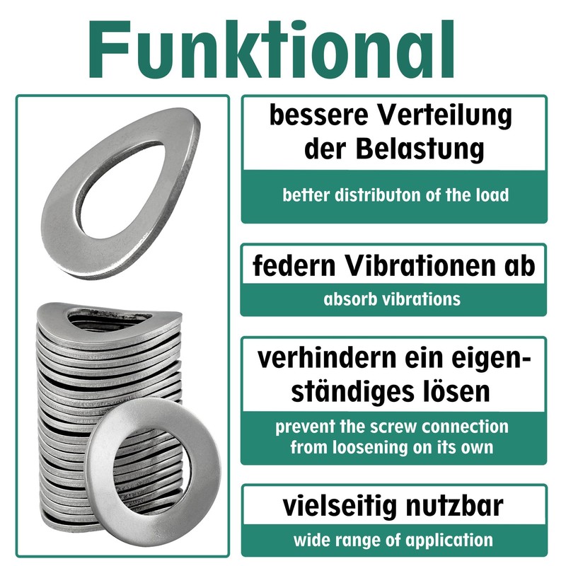 Spring washers shape B, corrugated, according to DIN 137, stainless