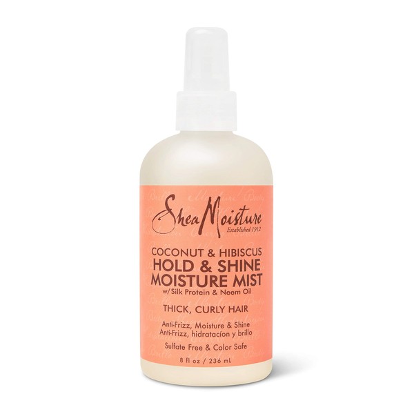 SheaMoisture Hold and Shine Moisture Mist for Thick, Curly Hair Coconut and Hibiscus for Frizz Control 8 oz