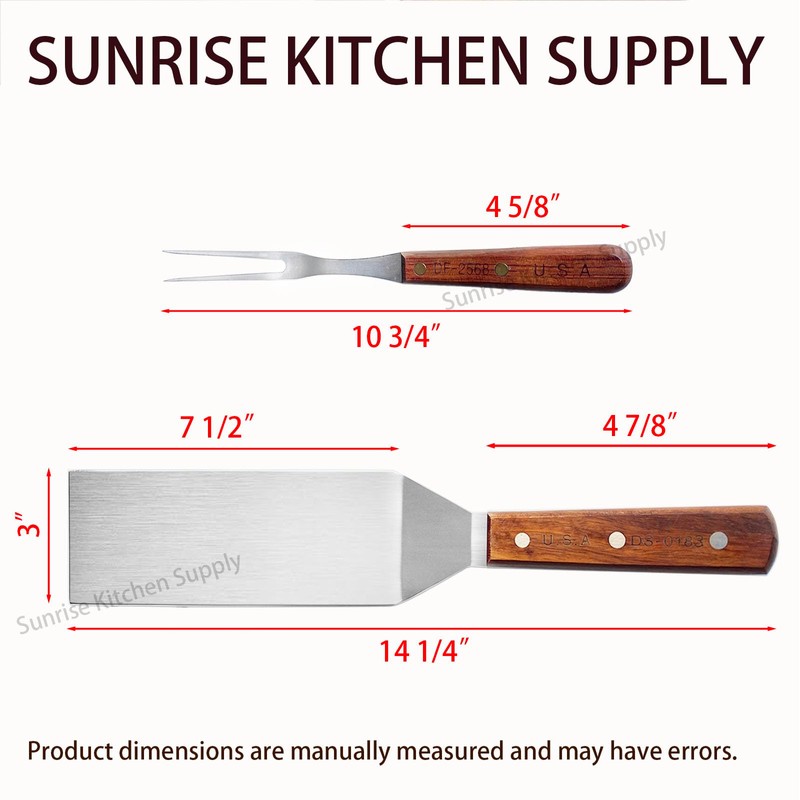 SUNRISE Stainless Steel Turner Spatula & Meat Fork 10.5" Fork