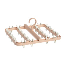 Drying Rack Foldable Matrix Hanging Point 24 Clips Household Drying Rack for Socks Underwear Panties Pink