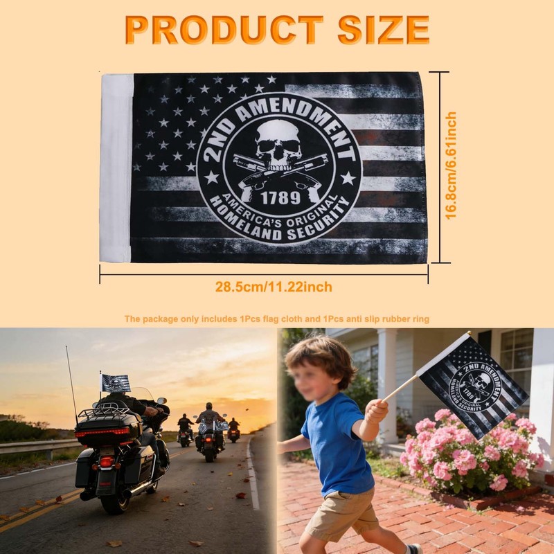 Espear 6''x10'' Flag for Harley Motorcycles, 2nd Amendment Flags, Double-Sided