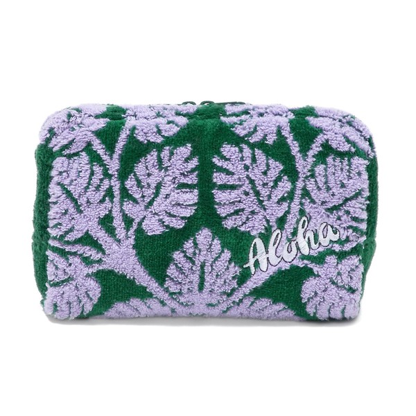 [Cassimum Island Style] Hawaiian Quilt Bee Happy Series Handkerchief Towel Square Cosmetic Pouch, green: monstera