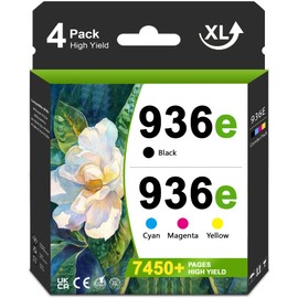 936e Ink Cartridges Combo Pack High Yield Replacement for HP 936e 936XL 936 Ink Cartridges for OfficeJet Pro 9110b 9128 9130b 9125e 9135e 9122e 9730e Printers (4-Pack, Black/Cyan/Magenta/Yellow)