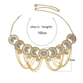MEGAUK Women's Retro Chain Belt Coin Belt Fringe Belly Dance Belt Metal Waist Belt Waist Belt