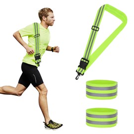 Feliciay Pack of 3 Reflective Belts for Jogging, Highly Visible, Adjustable Night Safety Light Running Belt, Reflector Belt with Reflective Bracelet, Reflective Belt for Men, Women, Children, Jogging