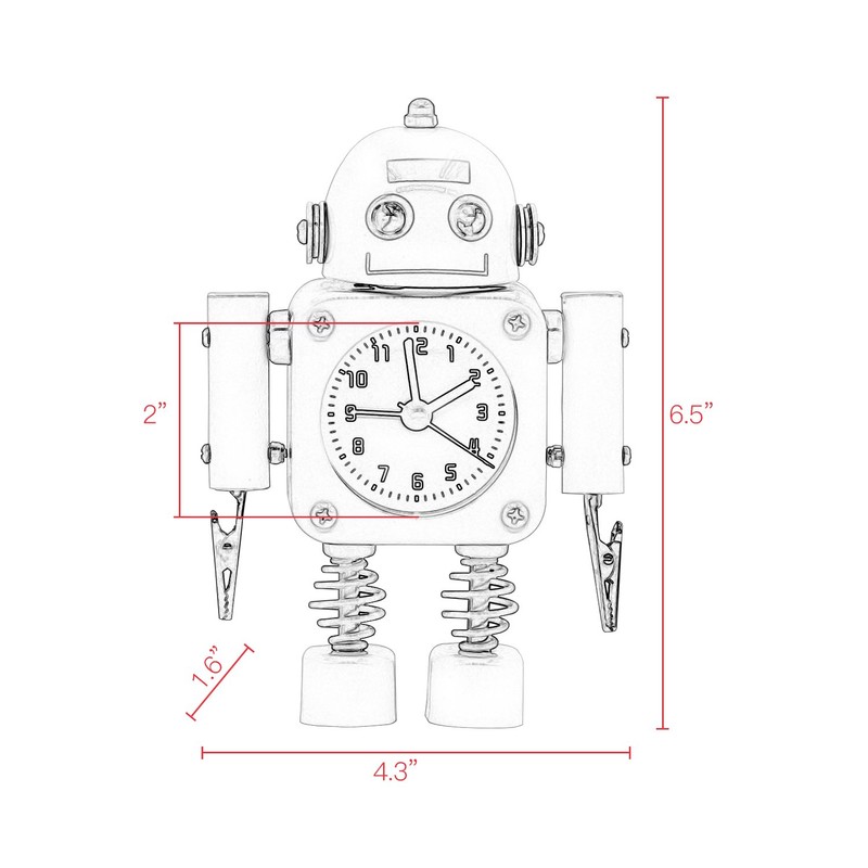Betus Non-Ticking Robot Alarm Clock Stainless Metal - Wake-up Clock