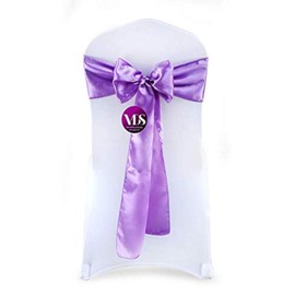 VDS Satin Chair Sashes Chair Cover Back Tie Sateen Bows Ribbon for Wedding Birthday Graduation Engagement Ceremony Event Party Banquet Venue Hotel All Dining Chair Decoration (10PC) (Lavender)