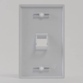 ICC Angled 1-Port Keystone Wall Plate (1 Pack), UL Listed, Durable ABS Plastic, Single Gang Wall Plate for RJ45 Modular Inserts, White