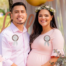 Llama Mama Mommy & Papa Daddy to Be Pin Baby Shower Pin for parents to wear, White & Rose Gold, It's a Girl, Baby Sprinkle Gender Reveal