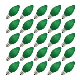 25Pack 7 Watt C7 Ceramic Green Incandescent Light Bulb, Candelabra Base