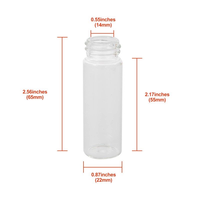 Cadbibe 15ml Glass Vials with Screw Caps and Plastic Stoppers,