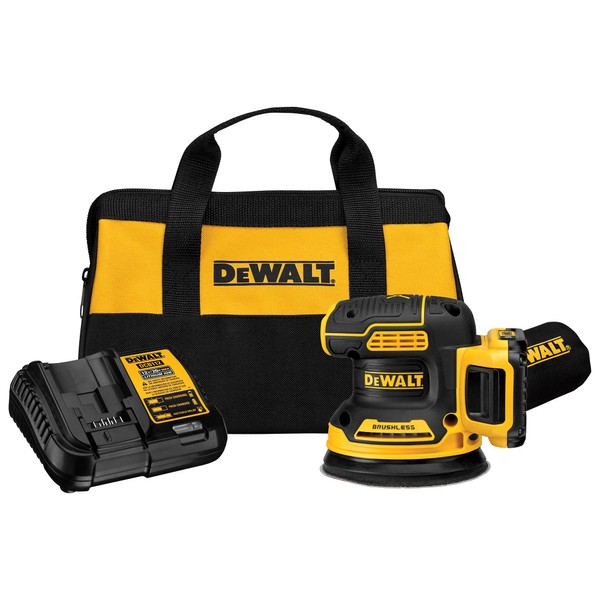 DEWALT 20V MAX Sander, Cordless, 5-Inch, 2.Ah, 8,000-12,000 OPM, Variable Speed Dial, Storage Bag, Battery and Charger Included (DCW210D1), Multi