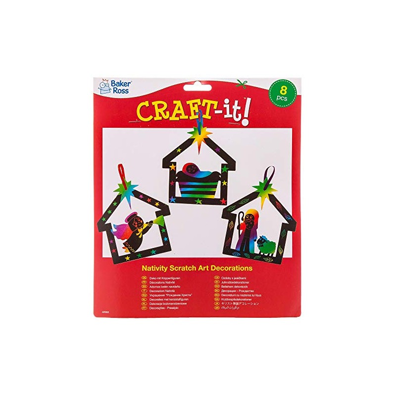Baker Ross AR806 Nativity Scratch Art (Pack of 8) for