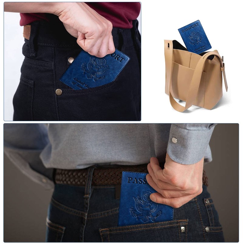Passport Holder Cover Wallet Case RFID Blocking Leather Card Slot