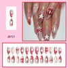 Almond Press on Nails Red Fake Nails Star Bow False