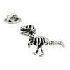Rhodium Plated T Rex Dinosaur Skeleton Fossil Lapel Pin Badge