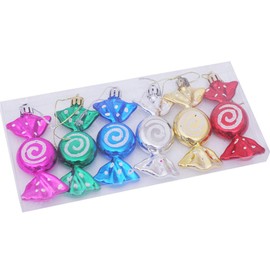 Sewroro Christmas Candy Ornaments Sweets Candy Ornaments Xmas Tree Hanging Decorations Glitter Lollipop Ornaments A Box of Six