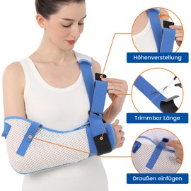 Willcom Armschlinge für Schulterverletzungen mit Taillengurt, Wegfahrsperre Klammer Unterstützung für Schlafen, Rotatorenmanschette Chirurgie (Atmungsaktive Version, Rechter Arm S)
