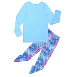 QPANCY - Pijama de unicornio para niñas, conjunto de pijama de algodón para niños pequeños, Sirena colorida, 12-13 Años