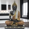 Global Grabbers Sitting Buddha Idol Statue Showpiece Orange and Black