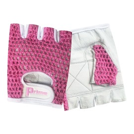 Prime sports shop cycling weight lifting gel padded lamb skin leather/net cycling gloves 414 (pink-white, m)