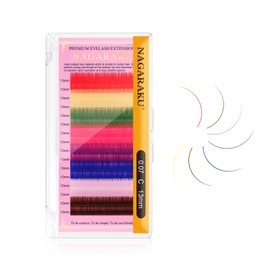 NAGARAKU Colored Eyelash Extensions 8 Colors Rainbow 0.07mm C curl 13mm Purple Blue Pink Brown Individual Lashes Soft Natural Professional Salon Supplies