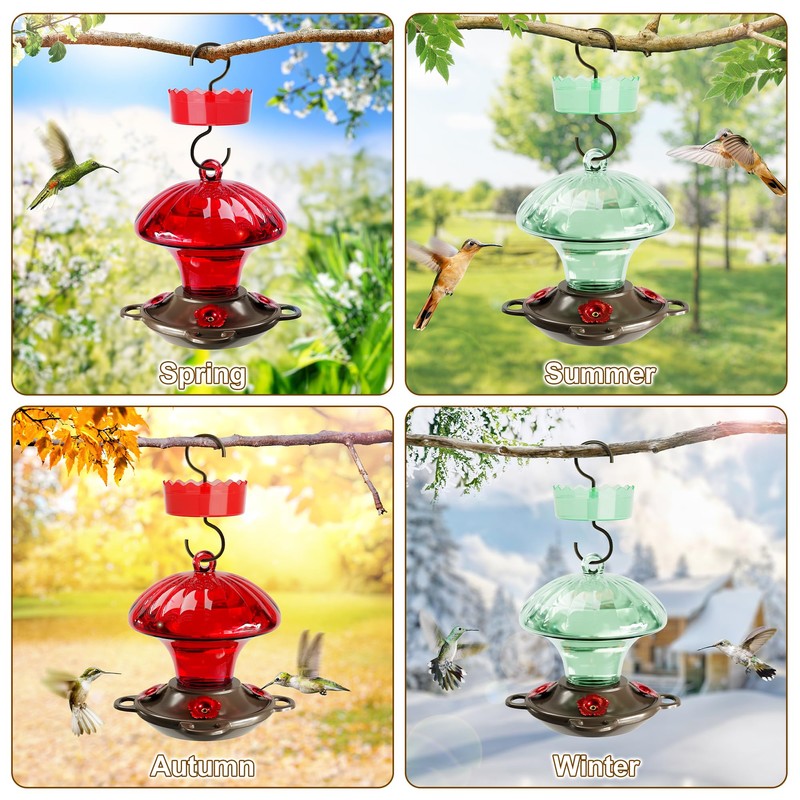 Hummingbird Feeder, Auslar 15 Ounces Glass Hummingbird Feeders for Outdoors