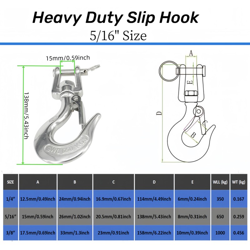 MAMDAFAON 5/16 Inch Chain Hook, 304 Stainless Steel Swivel Slip