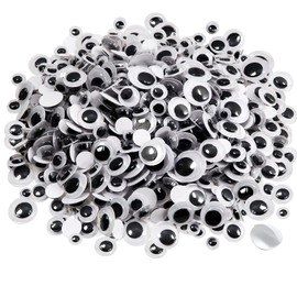 TOAOB 800pcs Black Plastic Googly Wiggle Eyes Self Adhesive Round 6mm 8mm 10mm 12mm 15mm Mixed Assorted Sizes Sticker Eyes for DIY Crafts Scrapbooking Home Decoration