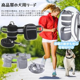 DICOCO Dog Leash with Integrated Waist Pack, Hands-free, Elastic Leash with Reflective Material, Adjustable, Suitable for Small Dogs, Medium Dogs, Large Dogs, Walk Bag, Durable, Lightweight, Stylish
