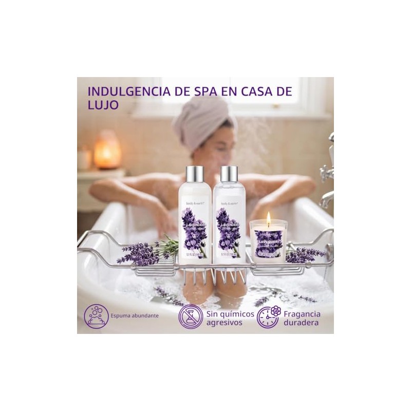 Bath Spa Gift Basket for Women, Body Earth Lavender Scented