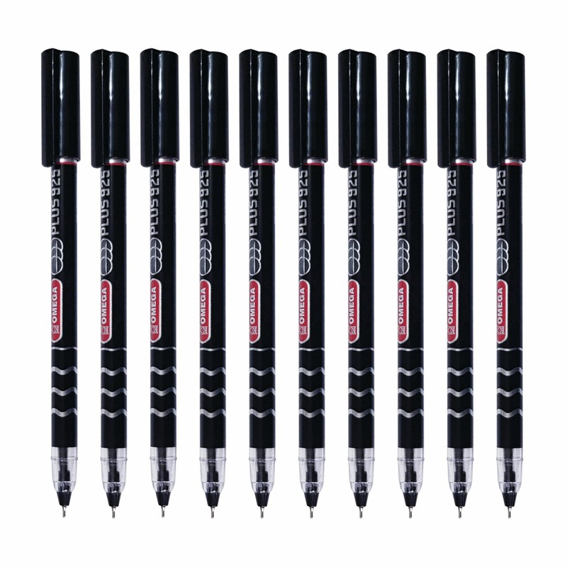 OMEGA Plus 925 Ballpoint Pens, BLACK, Fine Point (0.7 mm),