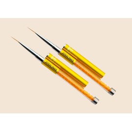 JOSALINAS Nail Brushes Art Pen 2PCS, Gel Polish Painting Tools with Nail Extension Gel Builder, Salon at Home DIY Manicure (Gold-Liner#15mm)