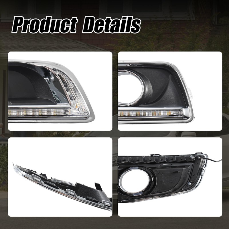 3-Color LED DRL Fog Light Bezel for Chevy Malibu 2013