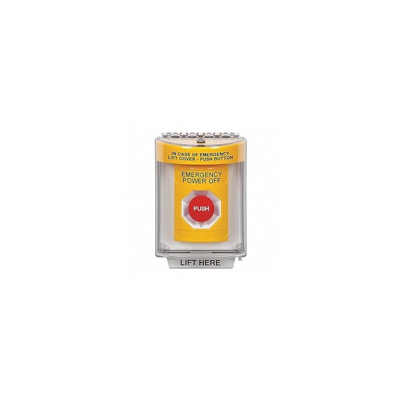 SS2231PO-EN STI Yellow Indoor/Outdoor Flush Turn-to-Reset Stopper Station with EMERGENCY