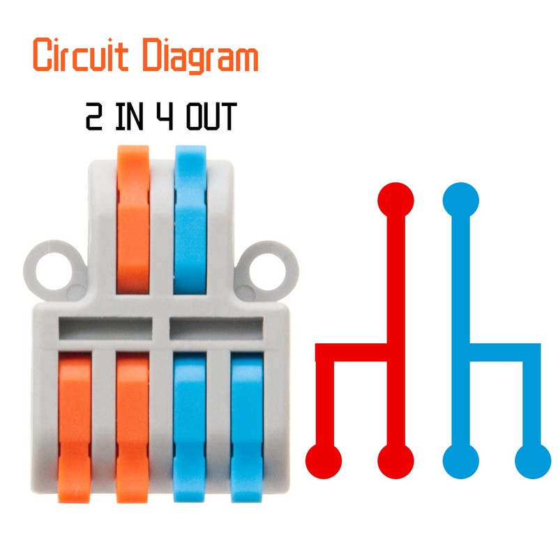 XALXMAW 10Pcs Lever Wire Connectors, 2 in 4 Out Quick